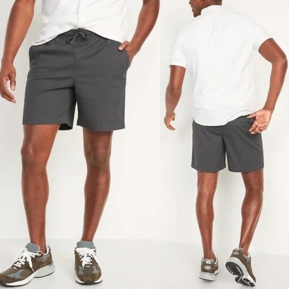 Old Navy Pull On Chino Shorts Mens Size XXL 7‎ Inch Panther Grey Black NEW NWT